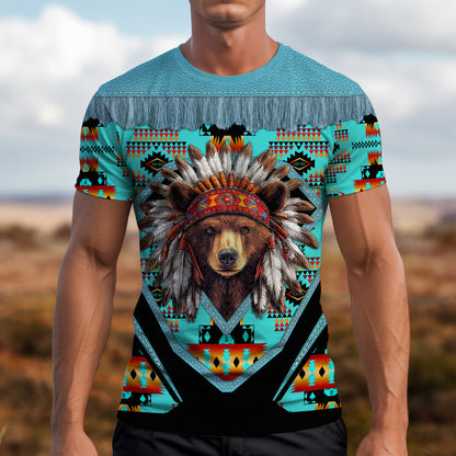 3D T-Shirt" Native American Spirit Bear– Bold 3D Tribal Streetwear"