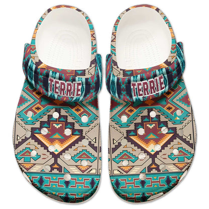Custom Name Southwestern Pattern Clogs – Personalized Native Spirit Gift for Loved