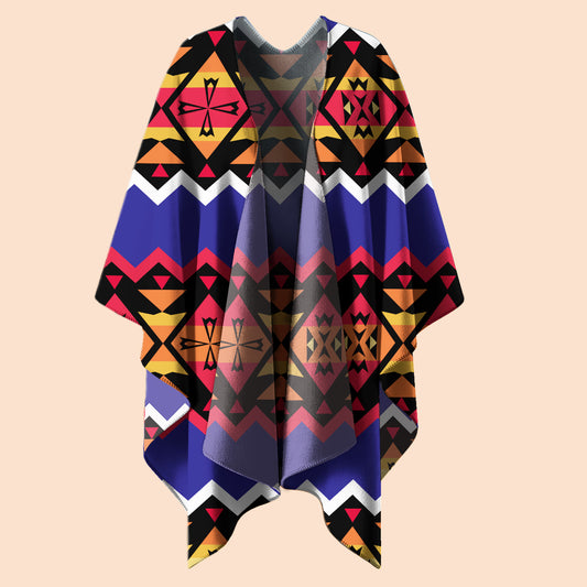 Boho Poncho with Wild Pattern and Native Dreamcatchers