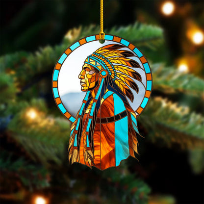 Native American Chief - Tribal Leader Faux Holiday Decor Flat Acrylic