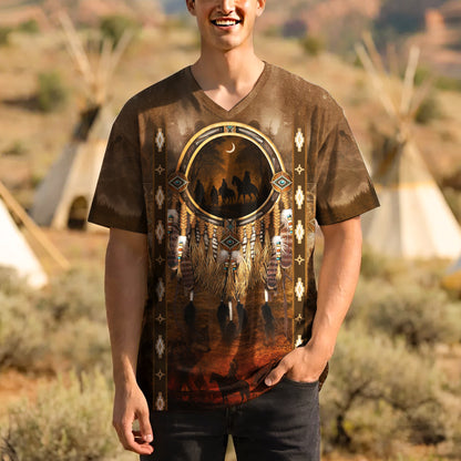 3D T-Shirt " Native Pattern 3D TribaL – Feather & Beaded Design with Moonlit Horse"