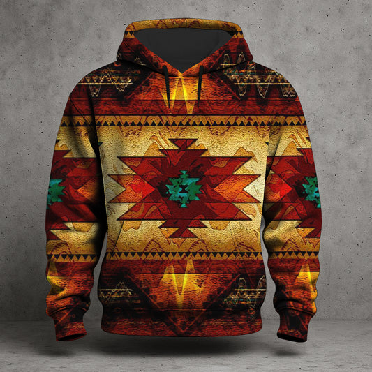 Native American 3D Hoodie – Tribal Geometric Pattern Southwestern Style