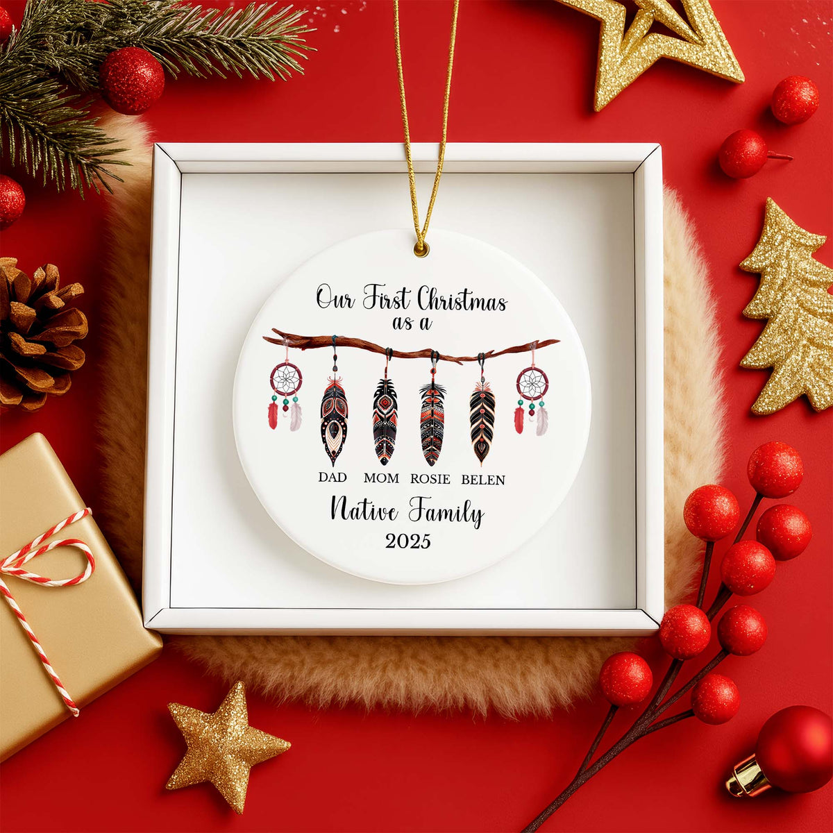 Personalized Native Family Ceramic Ornament - Custom Name