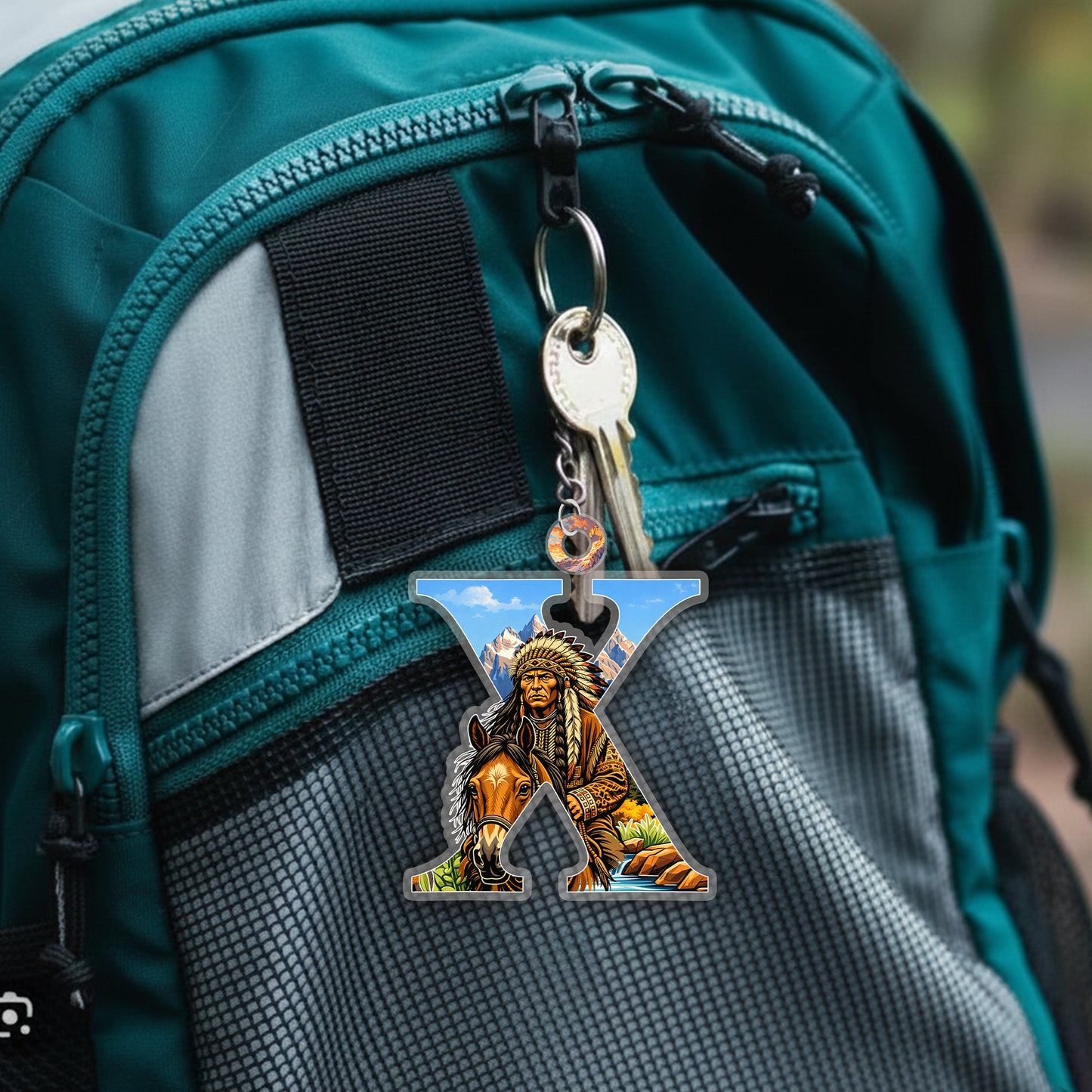 Letter X Native American Keychain