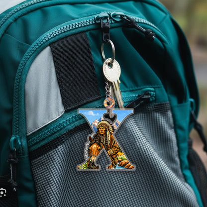 Letter X Native American Keychain