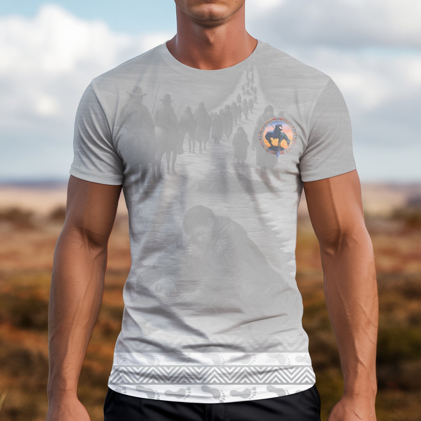 3D T-Shirt "Trail Of Tears 1828 - 1838 125000 Native American Shirt Man Ride Horse