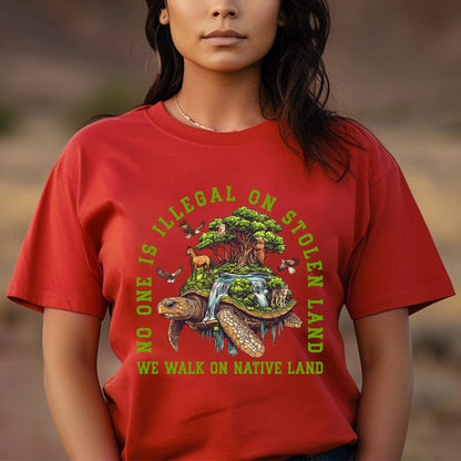 NO ONE IS ILLEGAL ON STOLEN LAND. WE WALK ON NATIVE LAND Style 4 - One Sides