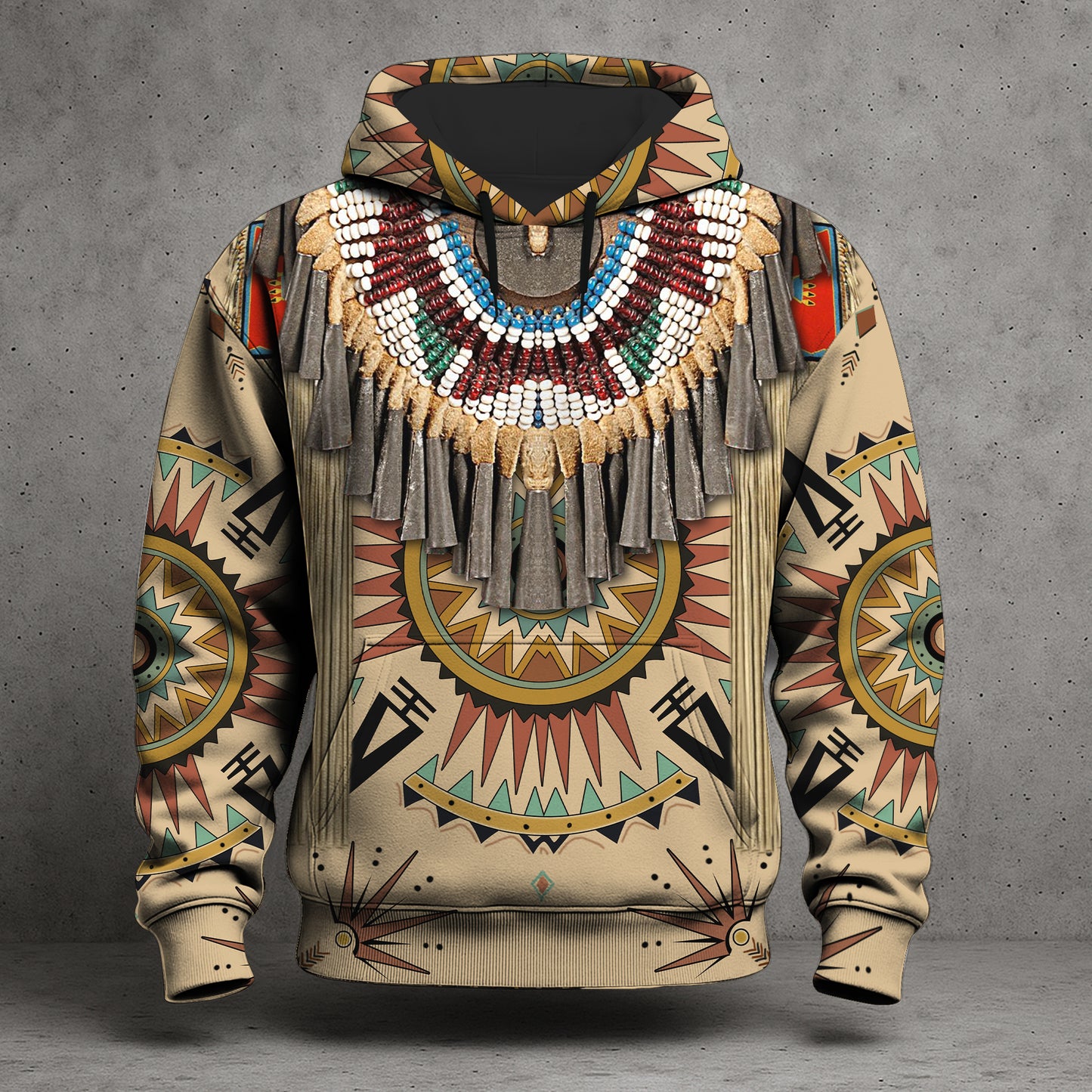 Native American Geometric Pattern 3D Hoodie – Southwestern Tribal Design