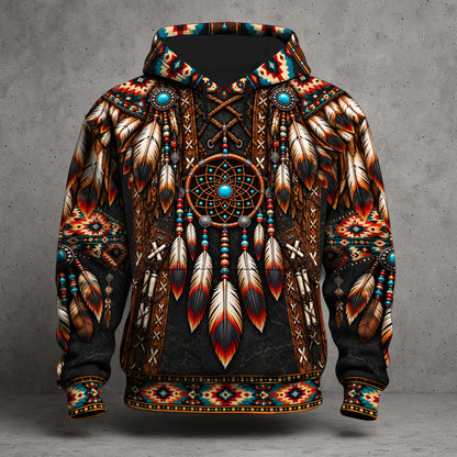 Tribal Wolf Guardian Hoodie – 3D Native Spirit Artwork, Blue Eyes Wolf Totem
