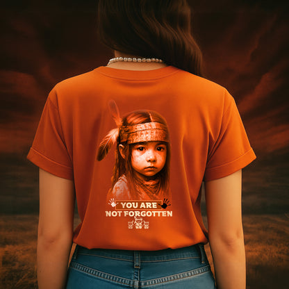 2 Sided T-Shirt "Every Child Matters - You Are Not Forgotten | Orange Bear Design for Orange Shirt Day" - Two Sides