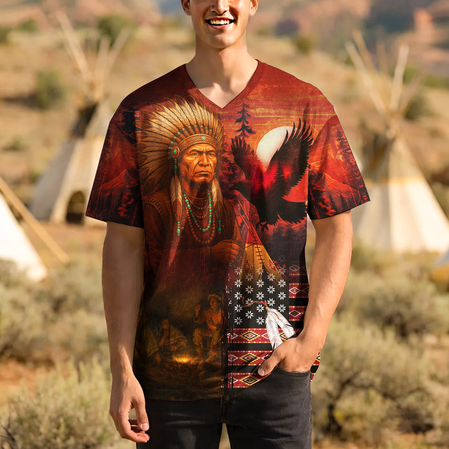 3D T-Shirt  "Echoes of the Ancestors – The Chief Spirit , Honoring Native Roots"