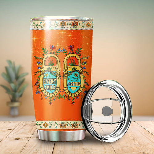 Every Child Matters Moccasins - Native American Tumbler Stainless Steel Drinking Cup