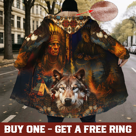 Native Dream Cloak – Inspired by Tribal Patterns, Wolf Spirit, and the Wisdom of the Chiefs