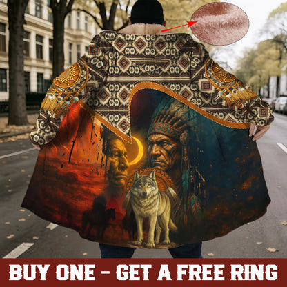 1. Native Wolf Spirit Dream Cloak – Wisdom and Courage Beneath the Eclipse