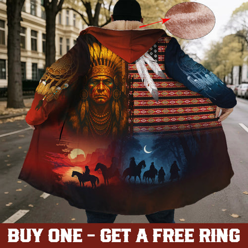 Native Heritage – The Chief Spirit Hoodie in Red & Blue, Symbol of Freedom and Pride