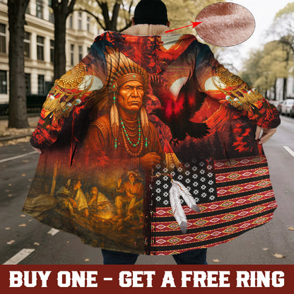 Native Chief & Eagle Spirit Dream Cloak – Fire of Strength and Freedom