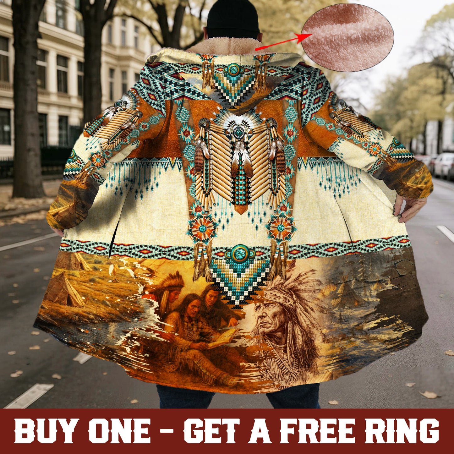 Native Tribal Council Dream Cloak – Wisdom and Unity in Earth Tones