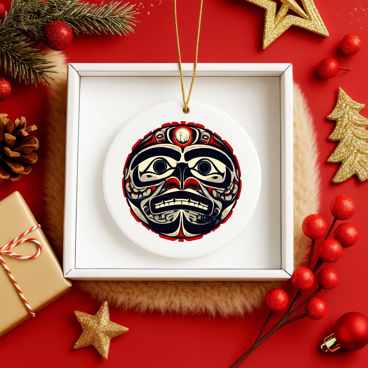 Native Bigfoot Ceramic Ornament - Handcrafted Indigenous Art - Unique Holiday Decor