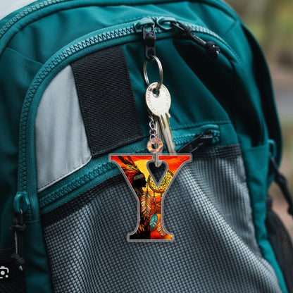 Letter Y Native American Keychain