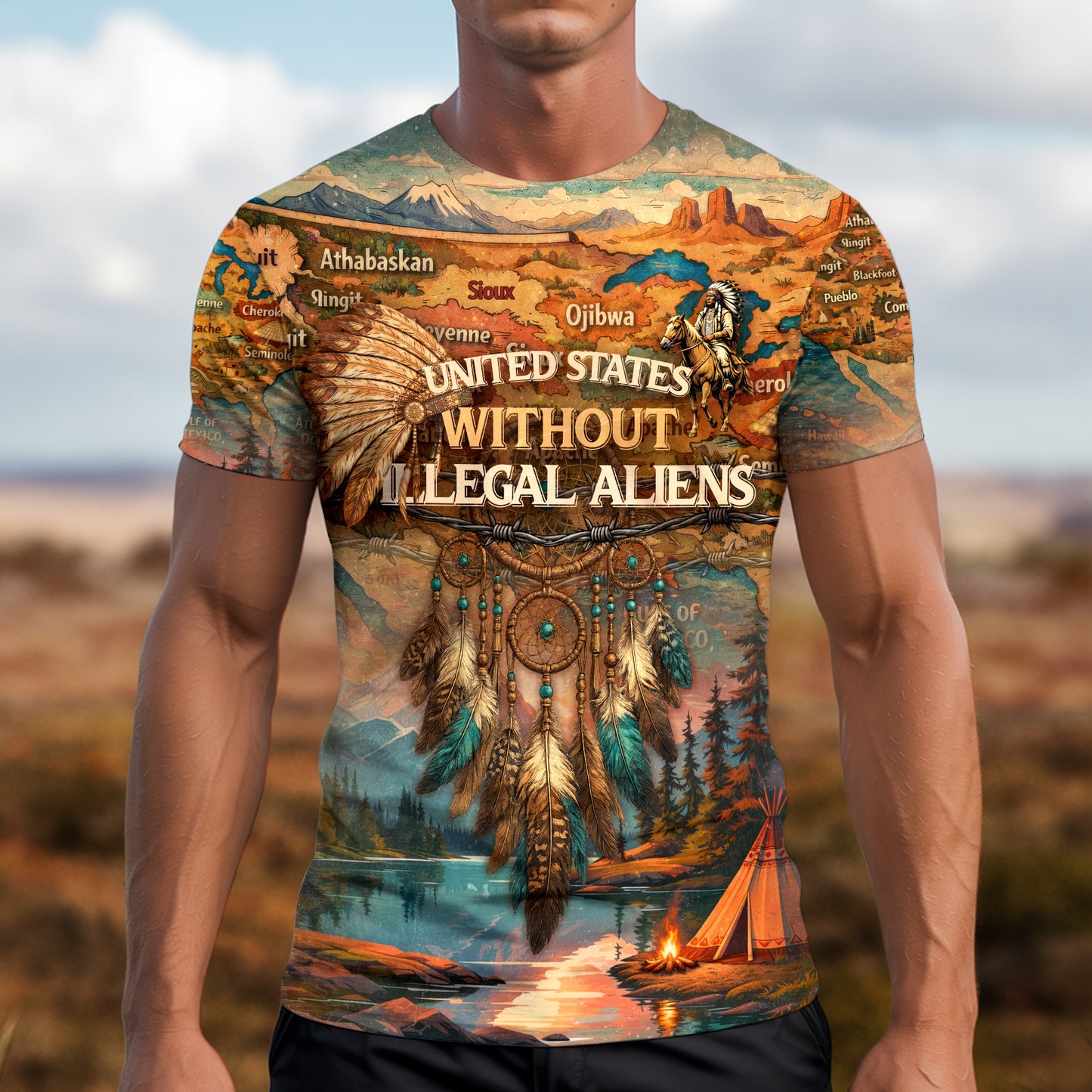 3D T-Shirt "United States Without Illegal Aliens "