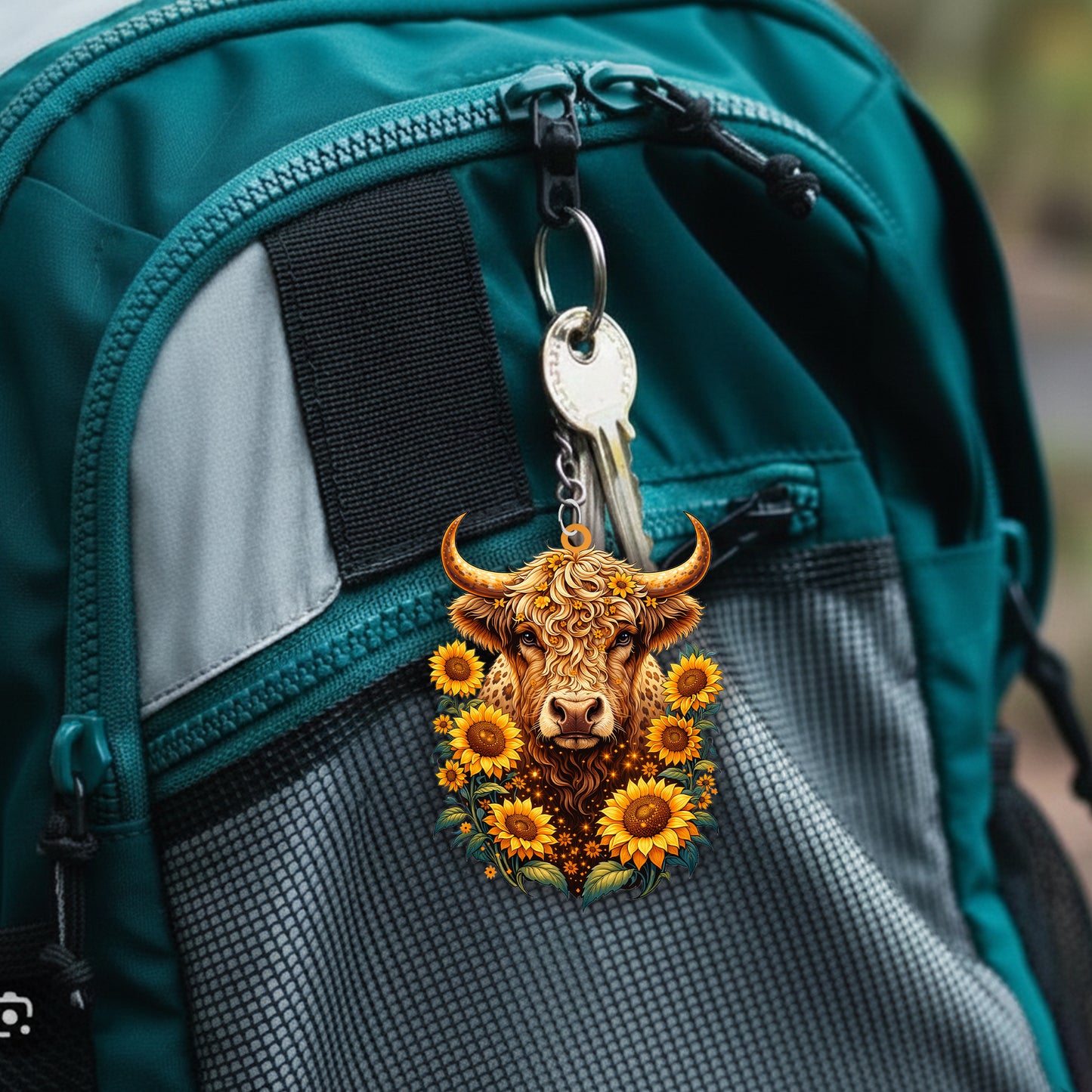 Native Bull Keychain – Spiritual Animal Totem, Boho Gift for Bull Lovers