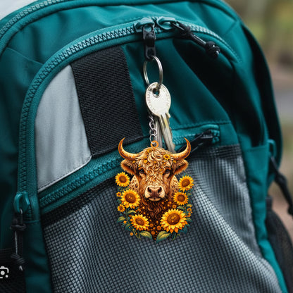 Native Bull Keychain – Spiritual Animal Totem, Boho Gift for Bull Lovers