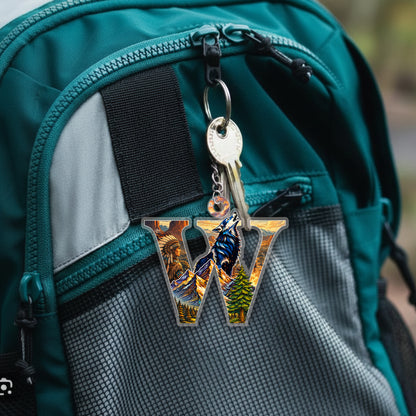 Letter W Native American Keychain