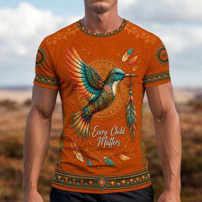 Every Child Matters Orange Shirt Day Hummingbird Feather 3D T-Shirt