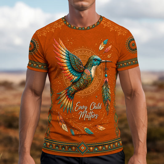 Every Child Matters Orange Shirt Day Hummingbird Feather 3D T-Shirt
