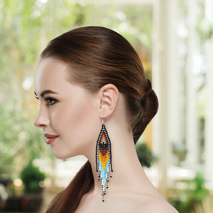 Sun Multi-Color Hook Beaded Handmade Earrings For Women