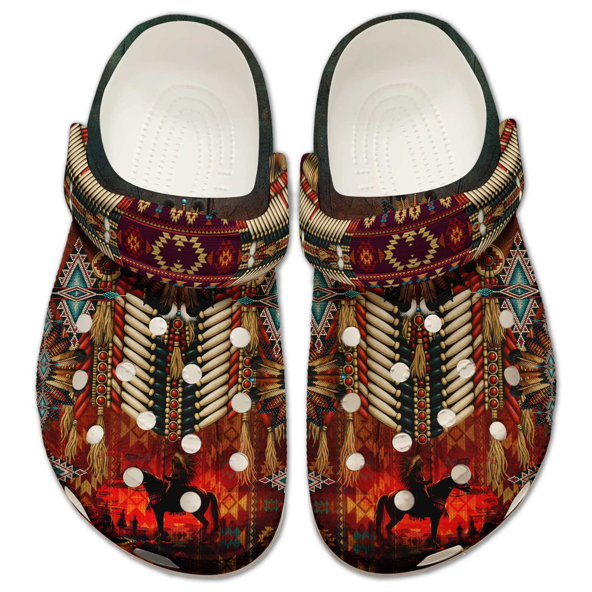Native American Clogs for Men & Women – Dreamcatcher, Eagle & Horse Tribal Pattern