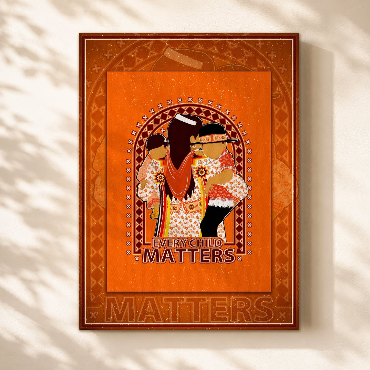 Native American Mother & Children Canvas - Every Child Matters Artwork