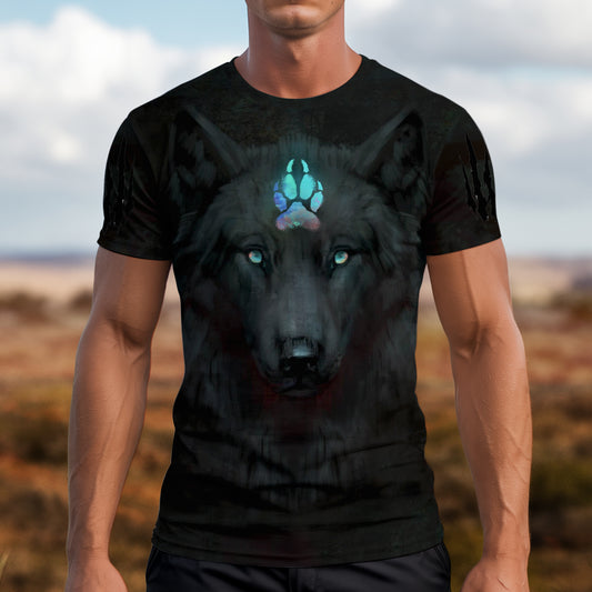 3D T-Shirt " Moonlit Wolf – Ethereal Glow & Mystic Presence"
