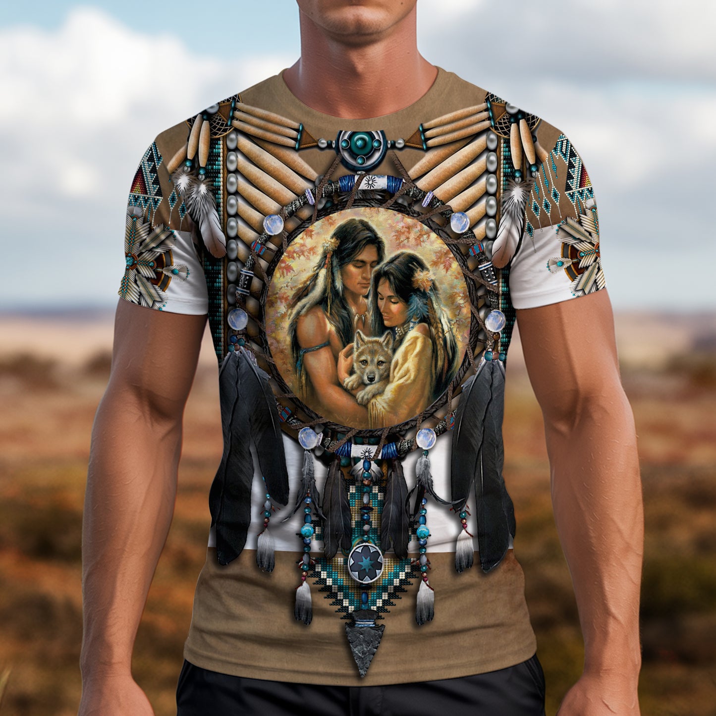 3D T-Shirt  "Feather Native Motifs"