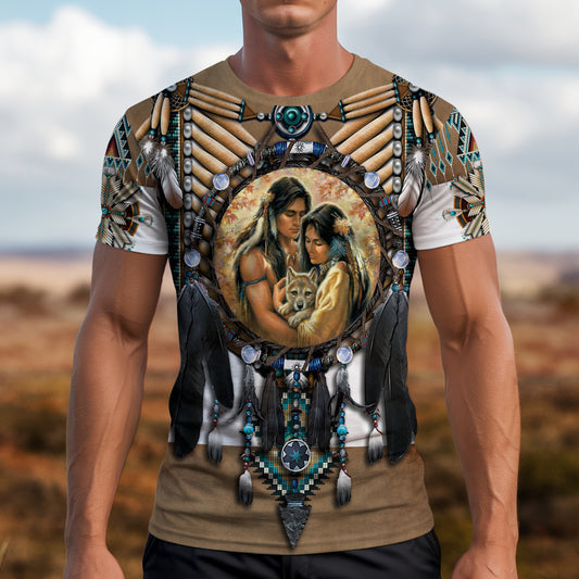 3D T-Shirt  "Feather Native Motifs"