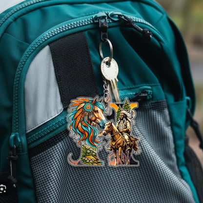 Letter H Native American Keychain