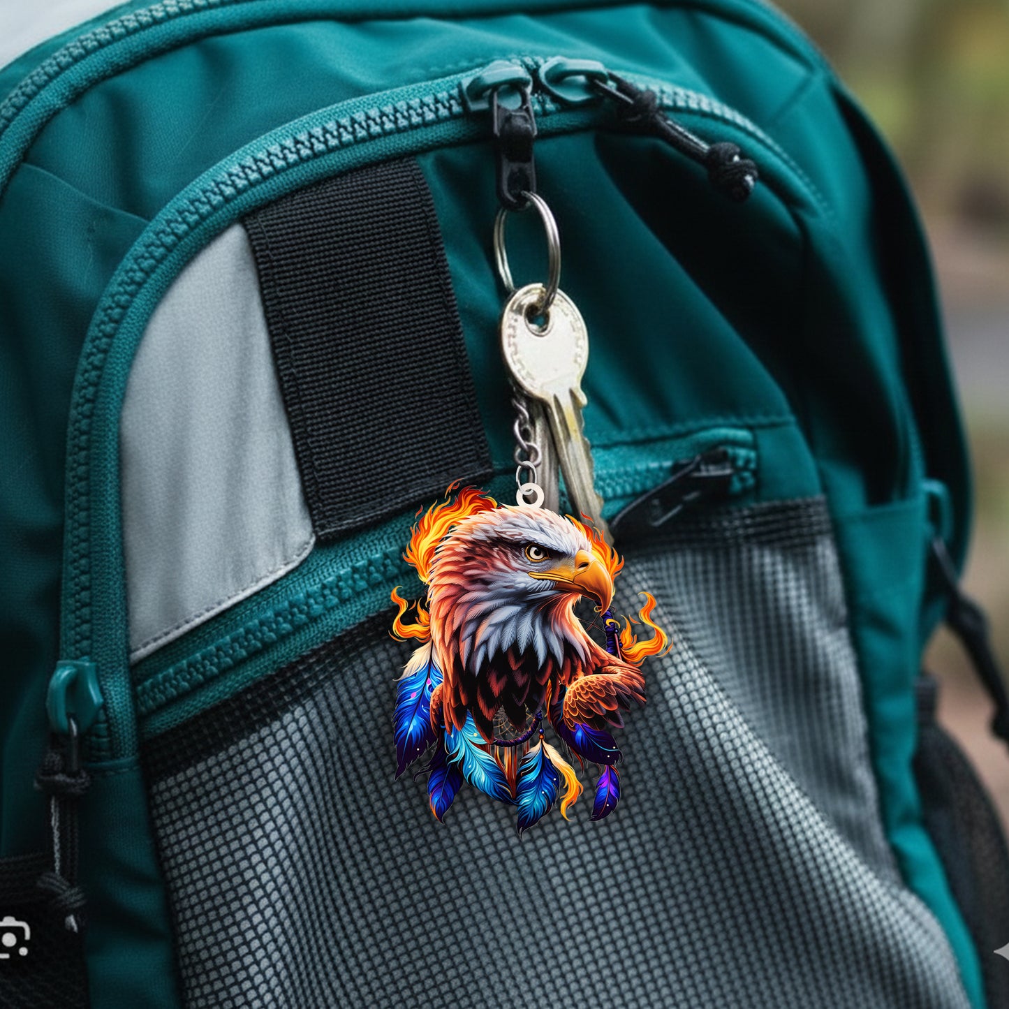 Native Eagle Keychain – Spiritual Animal Totem, Boho Gift for Eagle Lovers