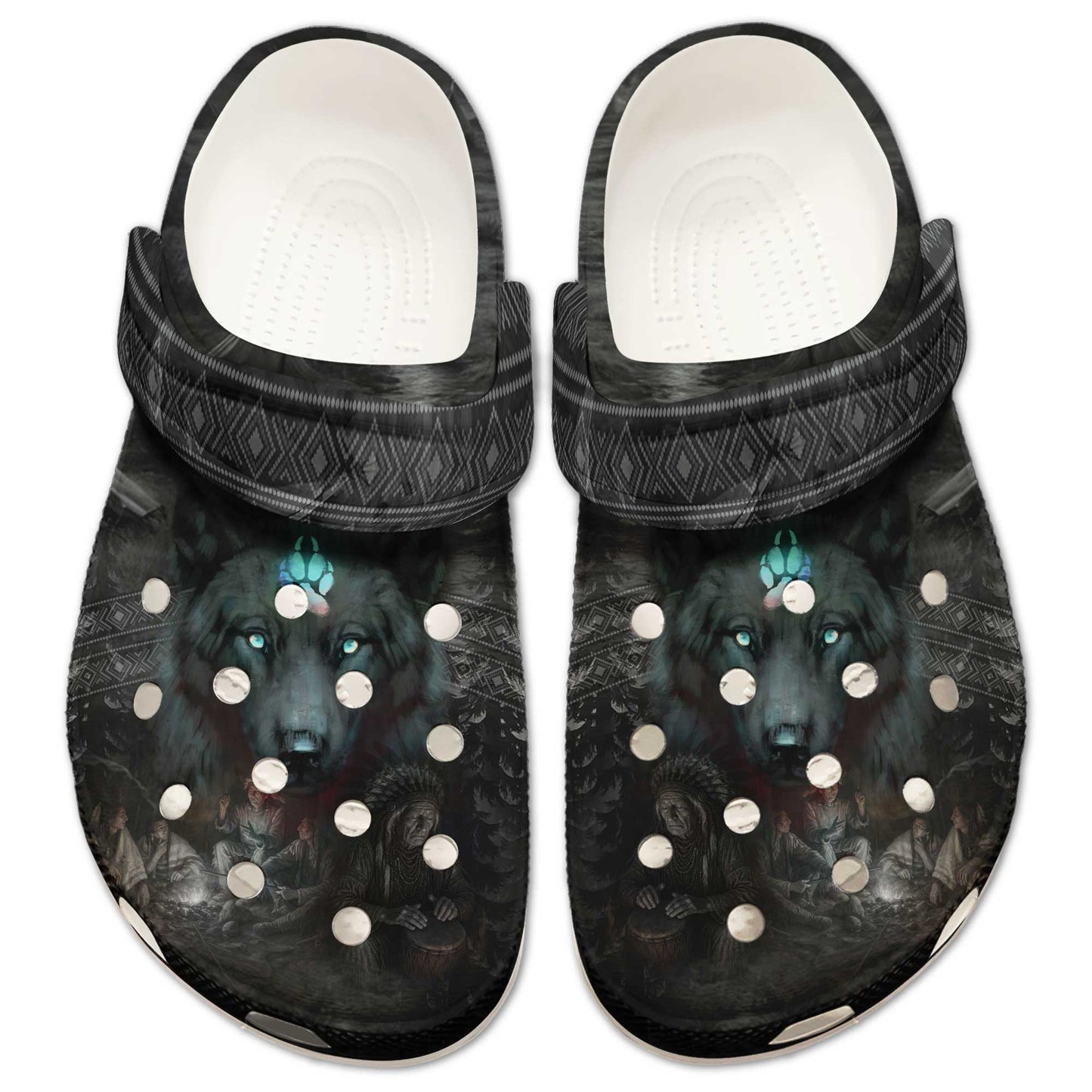 Tribal Wolf Guardian Clogs –  Native Spirit Artwork