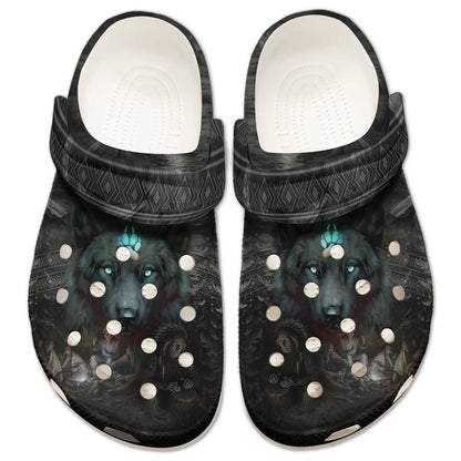 Tribal Wolf Guardian Clogs –  Native Spirit Artwork