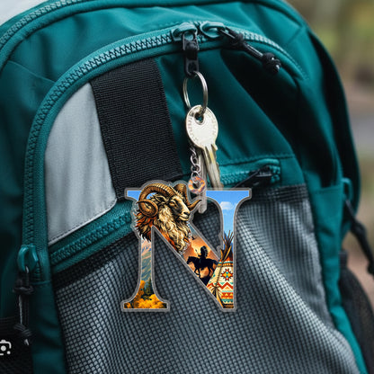 Letter N Native American Keychain