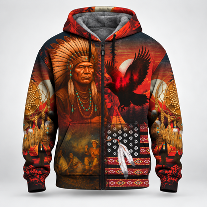 3D Fleece Jacket Echoes of the Ancestors – The Chief Spirit Honoring Native Roots