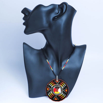 MMIW Sunburst Handmade Beaded Wire Necklace Pendant Unisex With Native American Style