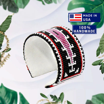Native American Inspired Handmade Beaded Cuff Bracelet for Women
