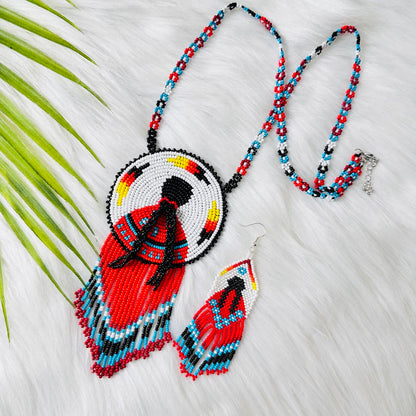 Indigenous Women Pattern Beaded Handmade Earrings For Women