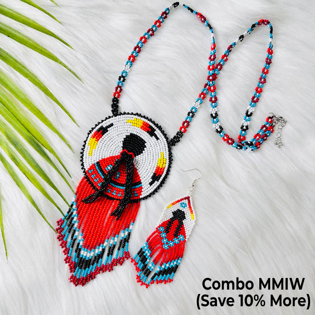 Premium MMIW Handmade Beaded Necklace Long Native American Style for Women