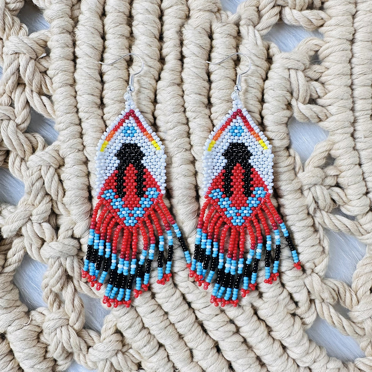 Indigenous Women Pattern Beaded Handmade Earrings For Women
