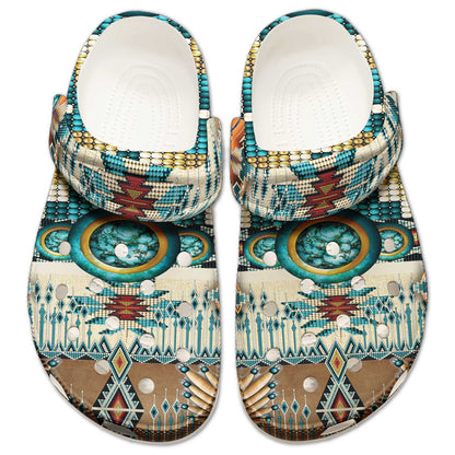 Turquoise Tribal Clogs – Native Southwest Style, Unique Family Gift