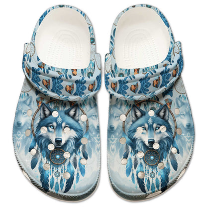 Wolf Dreamcatcher Clogs – Tribal Spirit & Personalized Native Gift