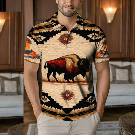 Native American  Polo Shirt - Native American Buffalo Hoodie