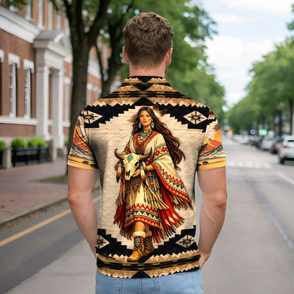 Native American  Polo Shirt - Native American Buffalo Hoodie